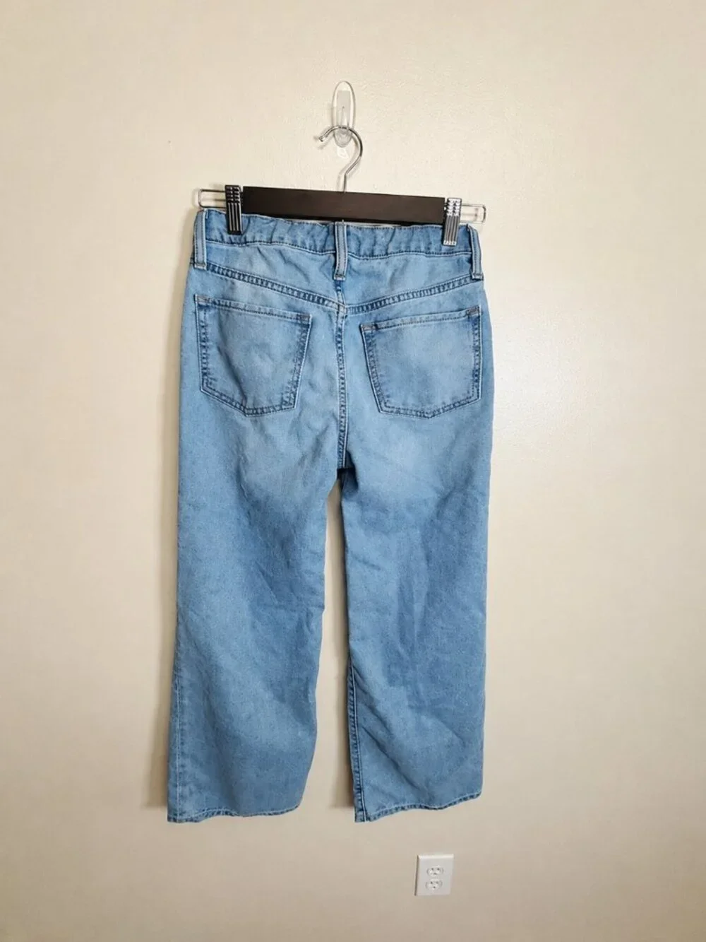 Old Navy Girls Size 12 Baggy Wide Leg Jeans Adjustable Waist Light Wash